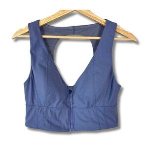 Free People FP Movement Sports Bra Zip Front Activewear Blue Women's Large